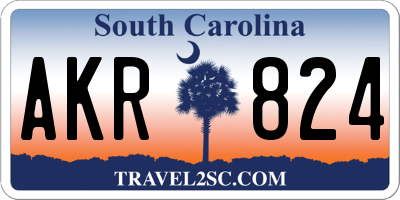 SC license plate AKR824