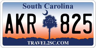 SC license plate AKR825