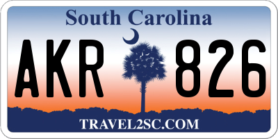 SC license plate AKR826