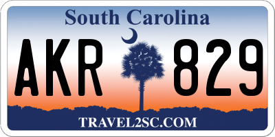 SC license plate AKR829