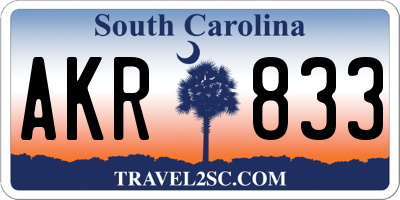 SC license plate AKR833