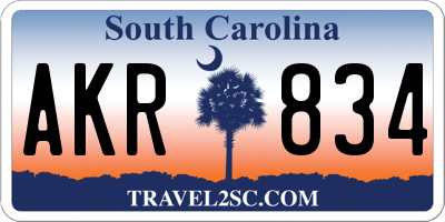 SC license plate AKR834