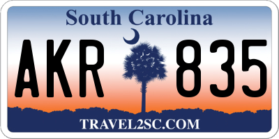 SC license plate AKR835