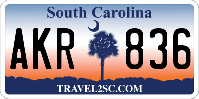 SC license plate AKR836