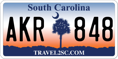 SC license plate AKR848