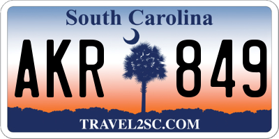 SC license plate AKR849