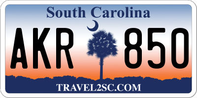 SC license plate AKR850