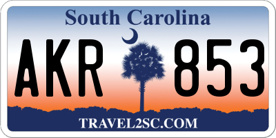 SC license plate AKR853