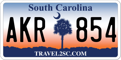SC license plate AKR854