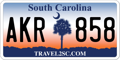 SC license plate AKR858