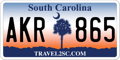 SC license plate AKR865