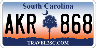 SC license plate AKR868