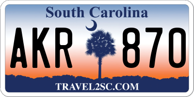 SC license plate AKR870