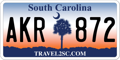 SC license plate AKR872