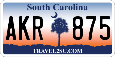 SC license plate AKR875