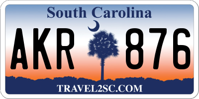 SC license plate AKR876