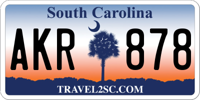 SC license plate AKR878