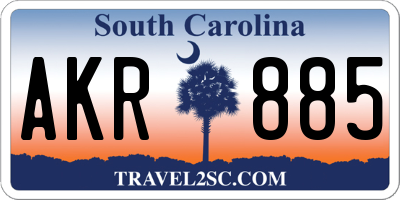 SC license plate AKR885