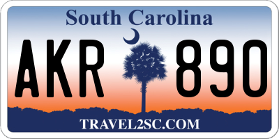 SC license plate AKR890