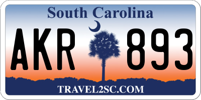 SC license plate AKR893