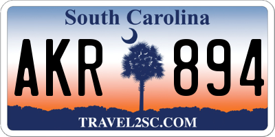 SC license plate AKR894