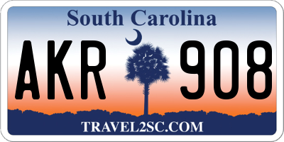 SC license plate AKR908