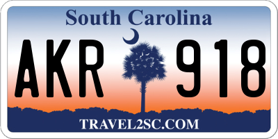 SC license plate AKR918