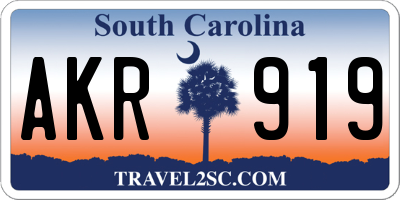SC license plate AKR919