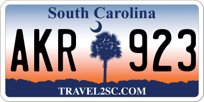 SC license plate AKR923