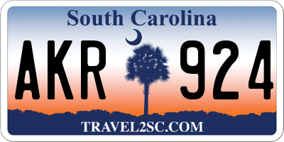 SC license plate AKR924