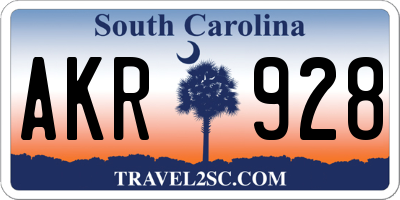 SC license plate AKR928