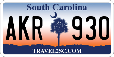 SC license plate AKR930