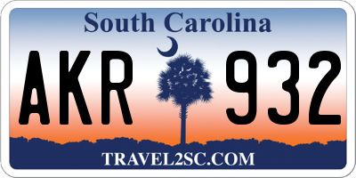 SC license plate AKR932