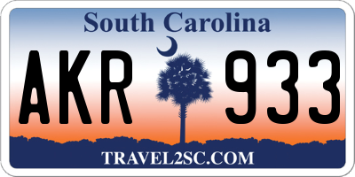 SC license plate AKR933