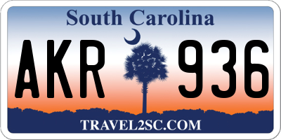 SC license plate AKR936