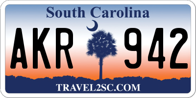 SC license plate AKR942