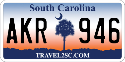 SC license plate AKR946