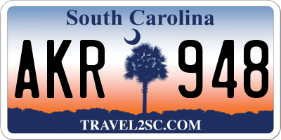 SC license plate AKR948