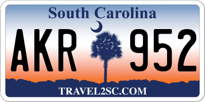 SC license plate AKR952