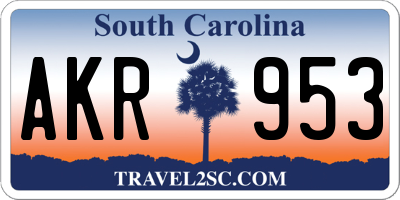 SC license plate AKR953