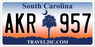 SC license plate AKR957