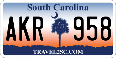 SC license plate AKR958