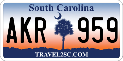 SC license plate AKR959