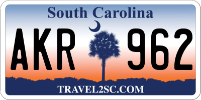 SC license plate AKR962