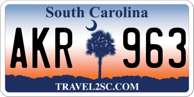 SC license plate AKR963