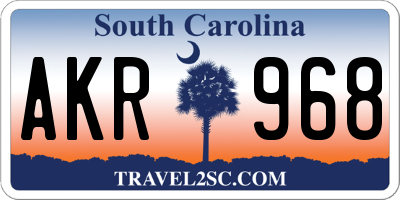 SC license plate AKR968