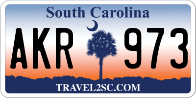 SC license plate AKR973