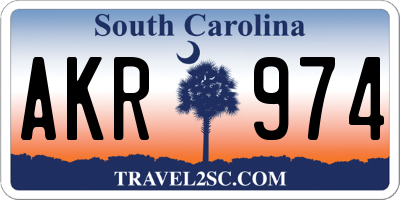 SC license plate AKR974