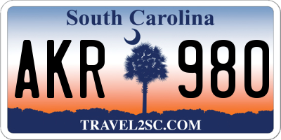 SC license plate AKR980