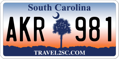 SC license plate AKR981